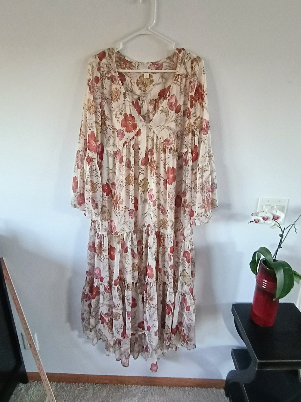 Mossimo Supply Co. Cream Floral Maxi Dress with Pink and Green Print